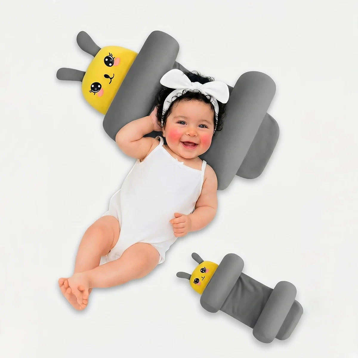 Oreiller pour bébé avec soutien pour la tête et le cou - Oreiller de couchage en coton doux pour une protection plate de la tête