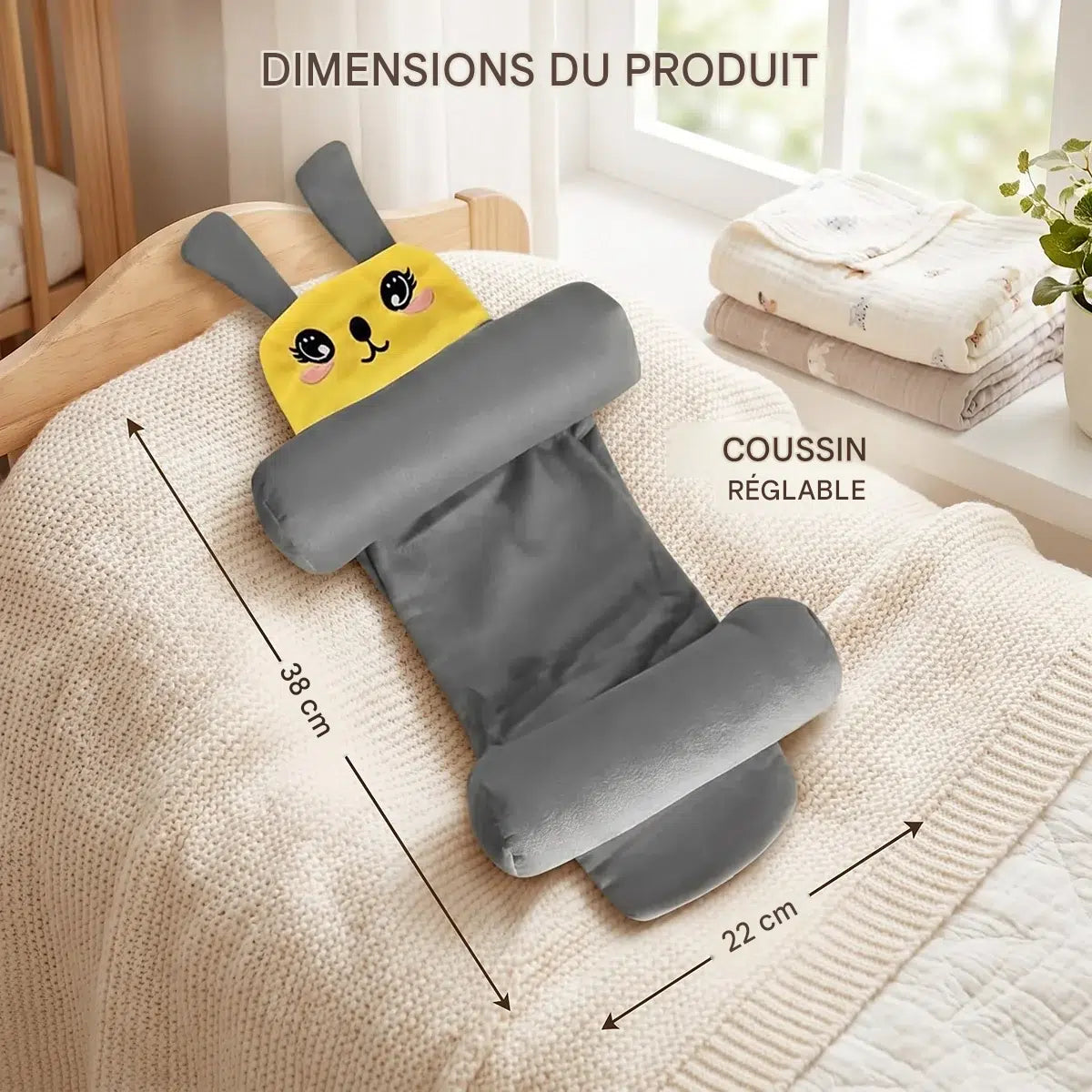 Oreiller pour bébé avec soutien pour la tête et le cou - Oreiller de couchage en coton doux pour une protection plate de la tête
