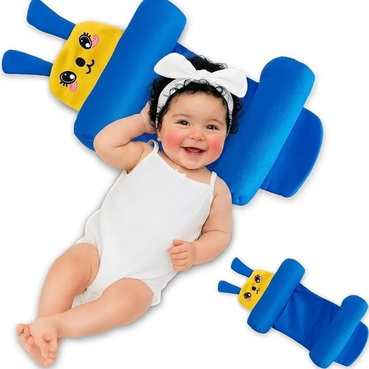Oreiller pour bébé avec soutien pour la tête et le cou - Oreiller de couchage en coton doux pour une protection plate de la tête