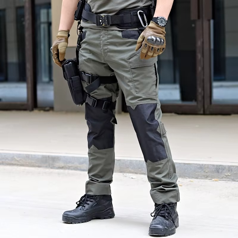 Pantalon Cargo Militaire + Ceinture Résistant pour Homme (couleur vert olive)
