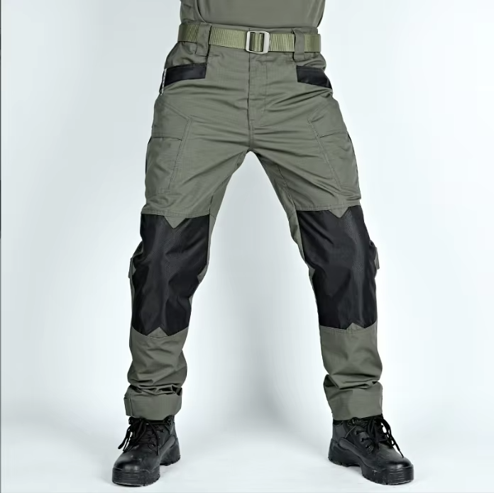 Pantalon Cargo Militaire + Ceinture Résistant pour Homme (couleur vert olive)